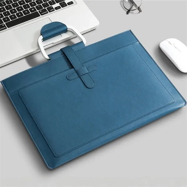 Faux Leather Document Bag With Handle For Office And Events