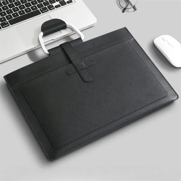 Faux Leather Document Bag With Handle For Office And Events