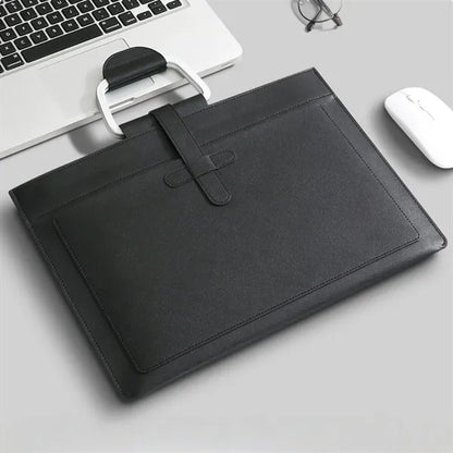 Faux Leather Document Bag With Handle For Office And Events