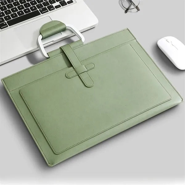 Faux Leather Document Bag With Handle For Office And Events
