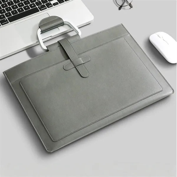 Faux Leather Document Bag With Handle For Office And Events