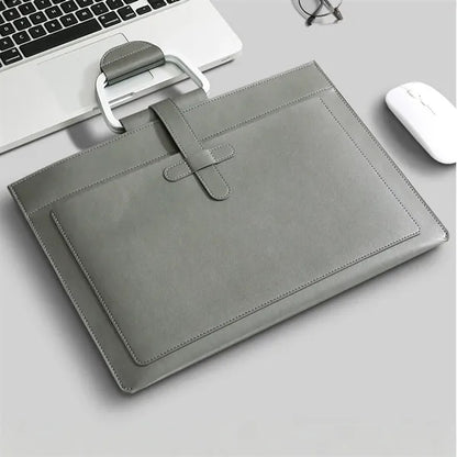 Faux Leather Document Bag With Handle For Office And Events