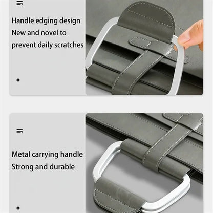 Faux Leather Document Bag With Handle For Office And Events