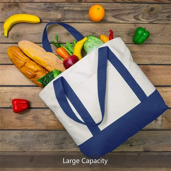 Canvas Tote Bag with External Pocket