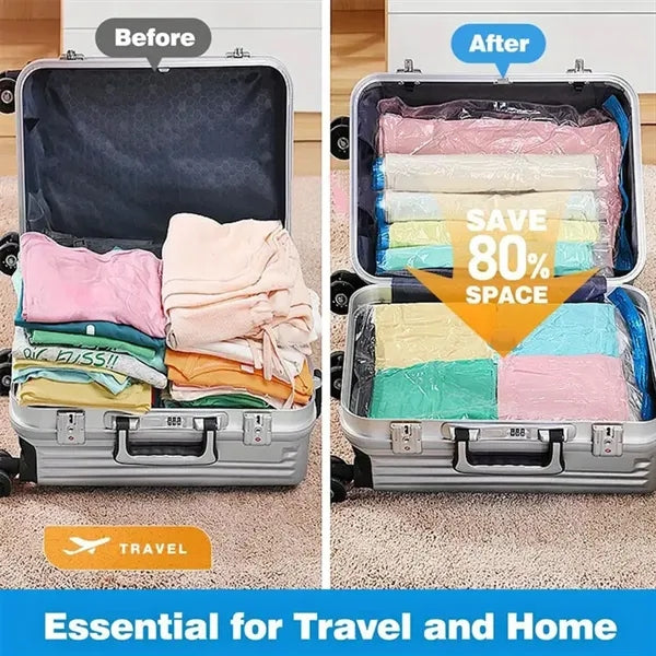 Travel space saver clothing blankets vacuum storage bags