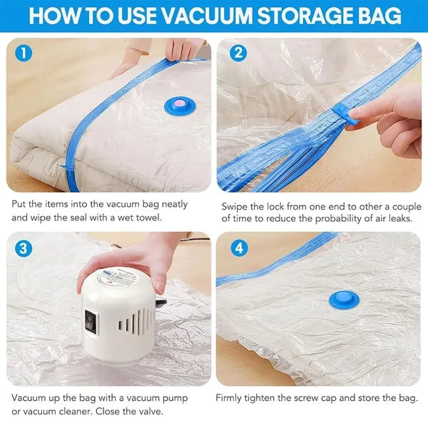 Travel space saver clothing blankets vacuum storage bags