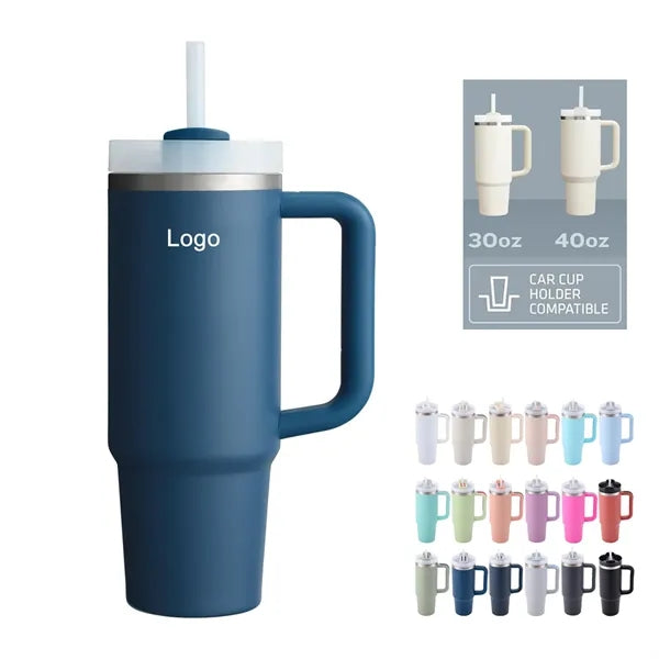 Insulated Tumbler with Handle and Straw