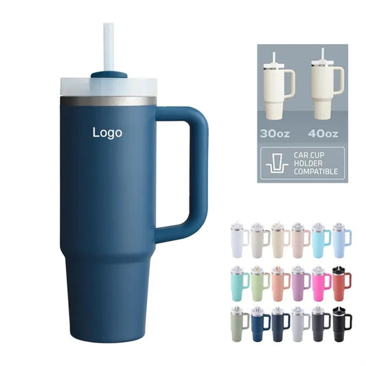 Insulated Tumbler with Handle and Straw