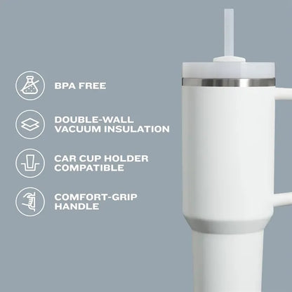 Insulated Tumbler with Handle and Straw