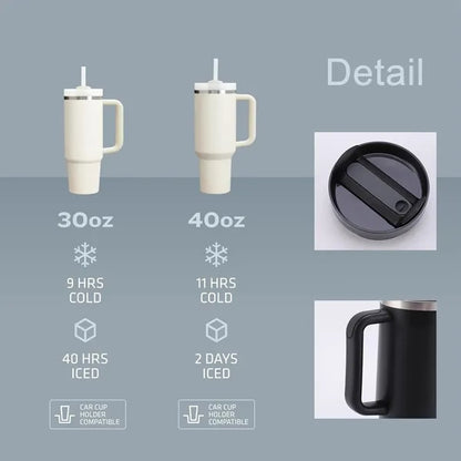 Insulated Tumbler with Handle and Straw