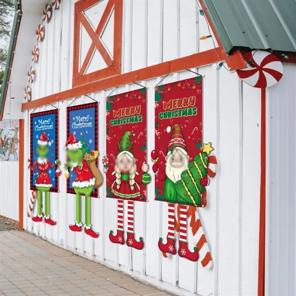 Vintage christmas parties decorations hanging banners flags