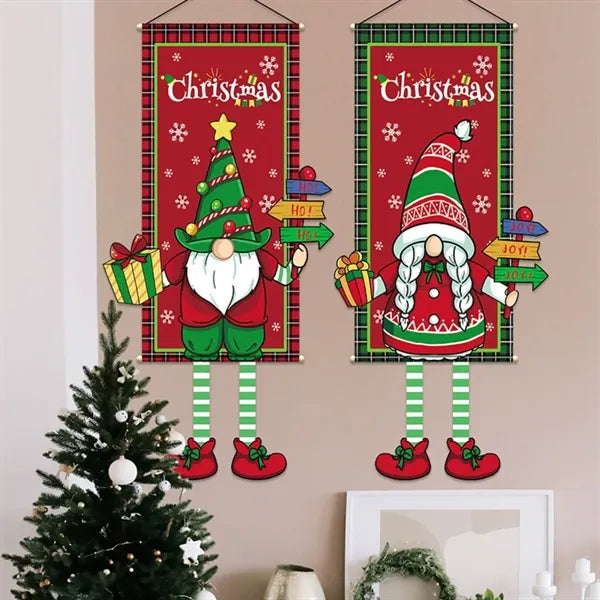 Vintage christmas parties decorations hanging banners flags
