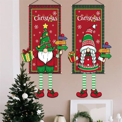 Vintage christmas parties decorations hanging banners flags