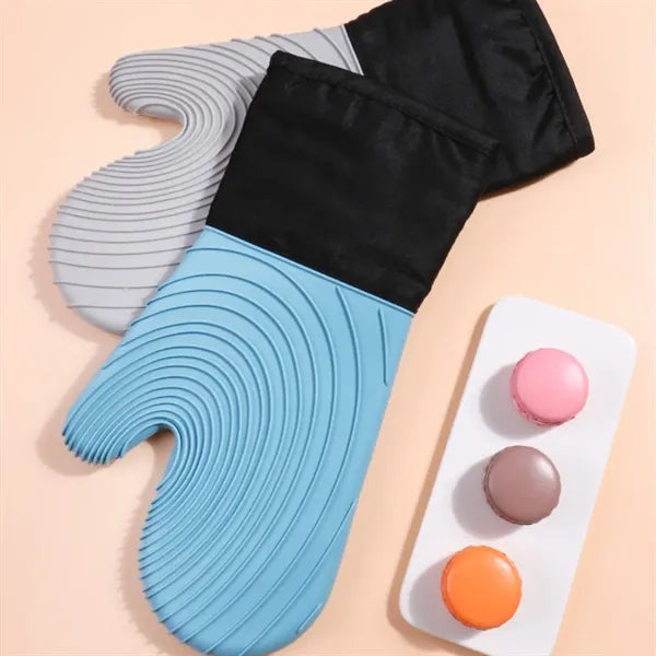 Kitchen grilling heat resistant silicone oven mitts gloves