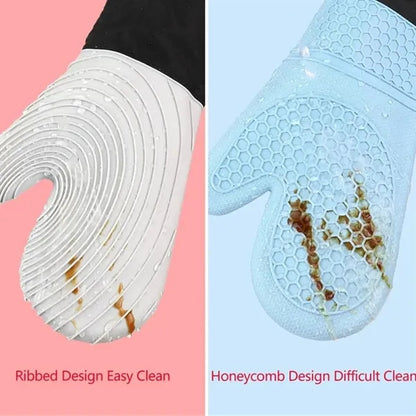 Kitchen grilling heat resistant silicone oven mitts gloves