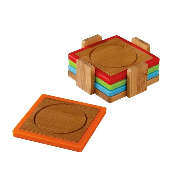 Bamboo and Silicone Coaster Set