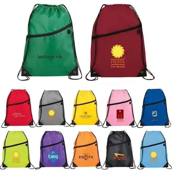 Polyester Drawstring Backpack With Zipper