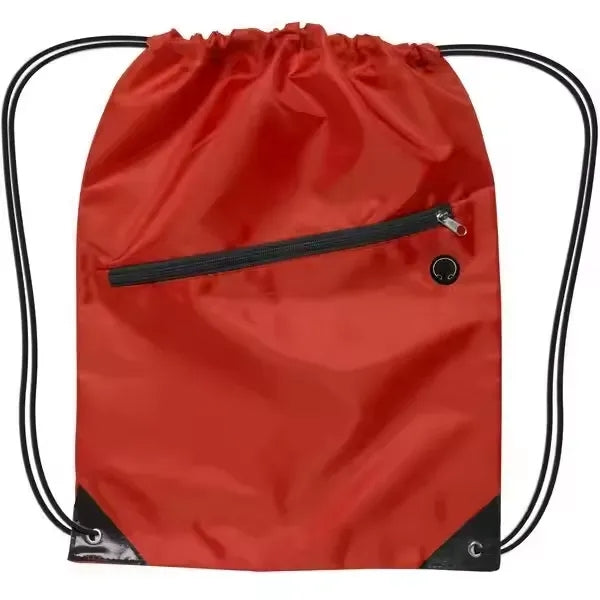Polyester Drawstring Backpack With Zipper