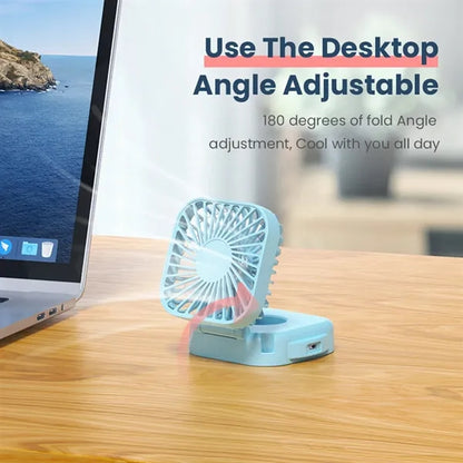 USB Rechargeable Handheld Portable Fan with Mirror