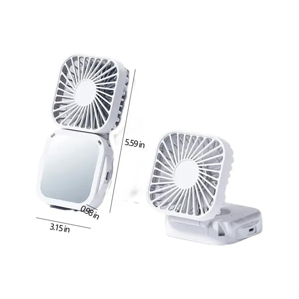 USB Rechargeable Handheld Portable Fan with Mirror