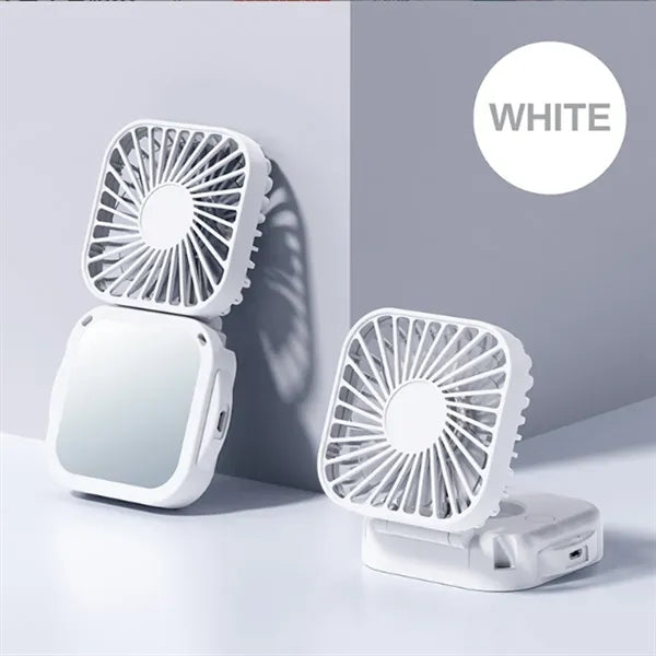 USB Rechargeable Handheld Portable Fan with Mirror