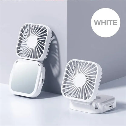 USB Rechargeable Handheld Portable Fan with Mirror