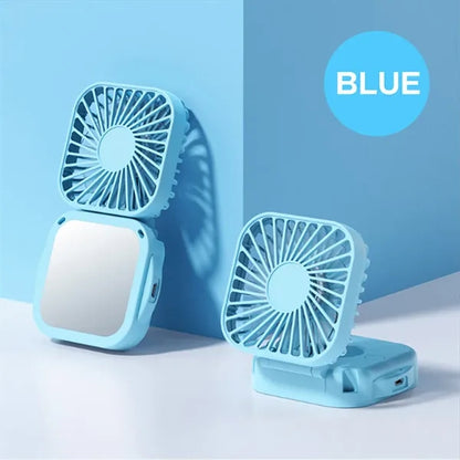 USB Rechargeable Handheld Portable Fan with Mirror