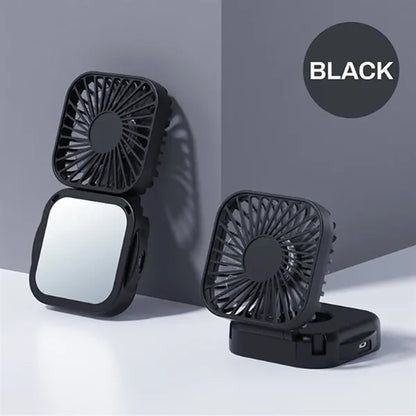 USB Rechargeable Handheld Portable Fan with Mirror
