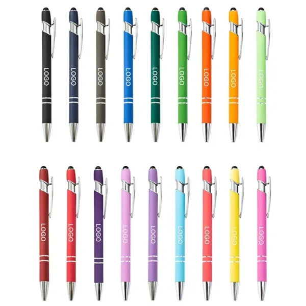 14.3'' Soft-Touch Aluminum Ballpoint Pen w/ Stylus Top MOQ50