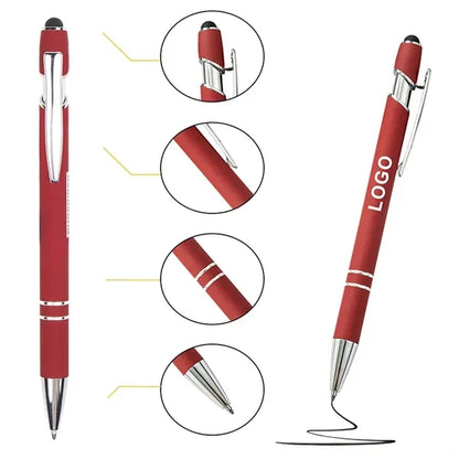 14.3'' Soft-Touch Aluminum Ballpoint Pen w/ Stylus Top MOQ50