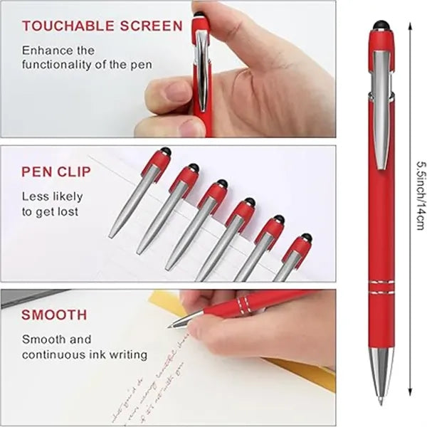 14.3'' Soft-Touch Aluminum Ballpoint Pen w/ Stylus Top MOQ50