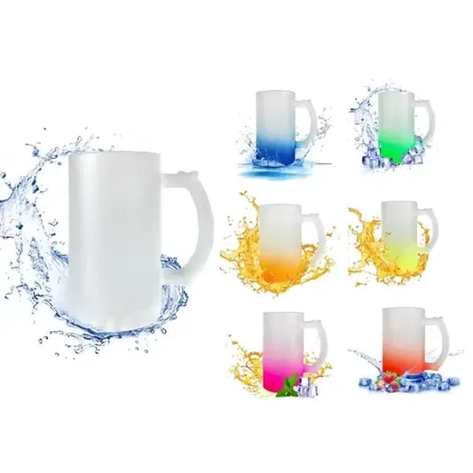 Gradient color frosted glass colorful 16oz beer mug