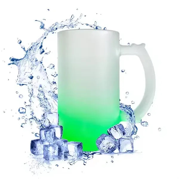 Gradient color frosted glass colorful 16oz beer mug