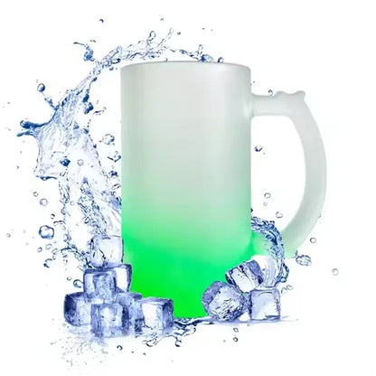 Gradient color frosted glass colorful 16oz beer mug