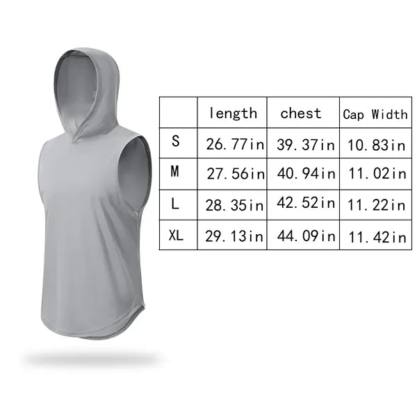 Men's quick dry fitness running gym hoodies hooded tank tops