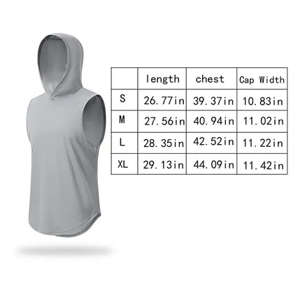 Men's quick dry fitness running gym hoodies hooded tank tops