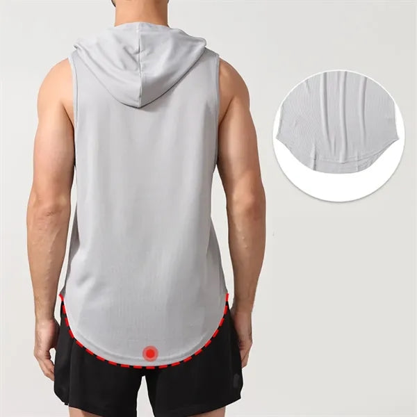 Men's quick dry fitness running gym hoodies hooded tank tops