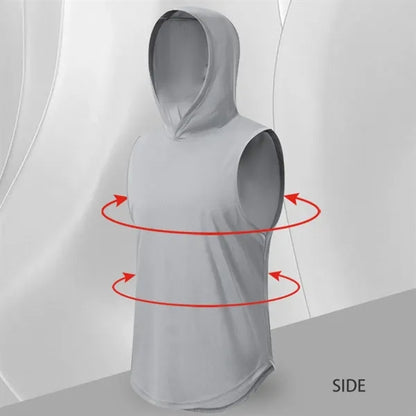 Men's quick dry fitness running gym hoodies hooded tank tops