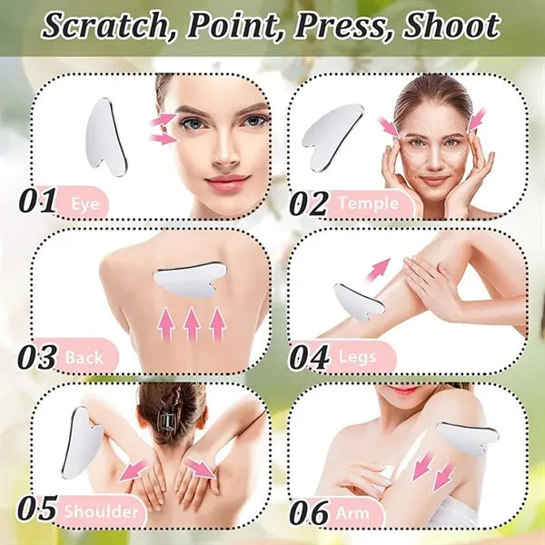 3.3'' Heart Shaped Stainless Steel Guasha Massage Scraper
