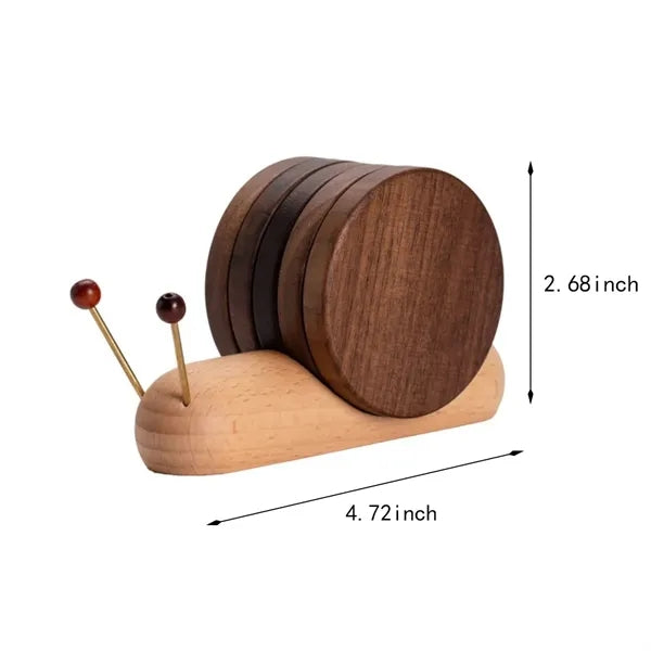 Funny housewarming  gift table decor snail wooden coasters