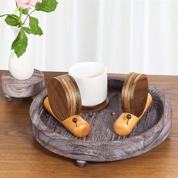 Funny housewarming  gift table decor snail wooden coasters