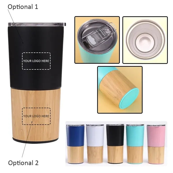 20 Oz. Marlow Stainless Steel Tumbler With Bamboo Base