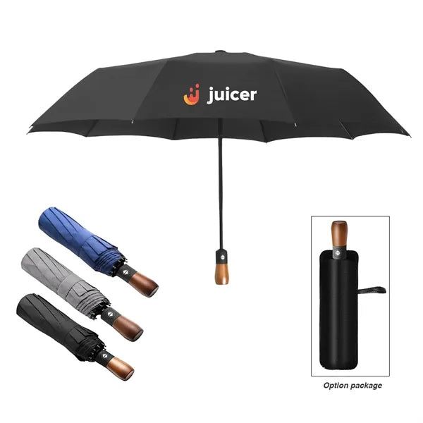 42" Wood-Handled Auto-Open Umbrella