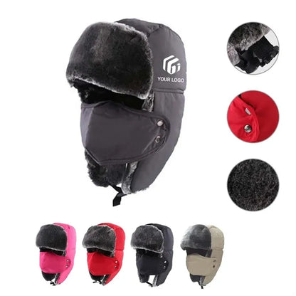 Winter protection plus velvet warm solid color mask hat
