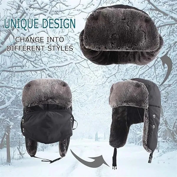 Winter protection plus velvet warm solid color mask hat