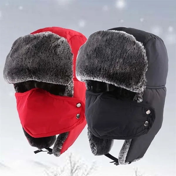 Winter protection plus velvet warm solid color mask hat