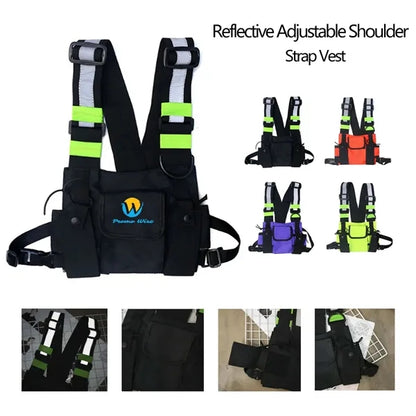Reflective Adjustable Shoulder Strap Vest with Multi Pockets