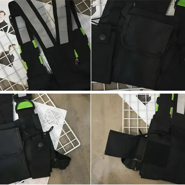 Reflective Adjustable Shoulder Strap Vest with Multi Pockets