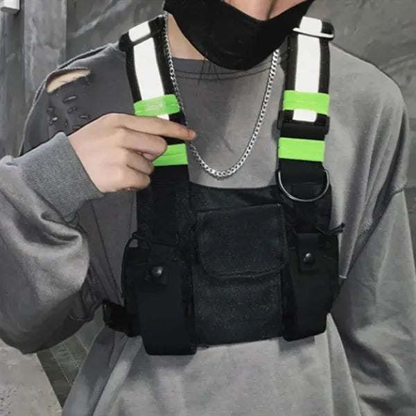 Reflective Adjustable Shoulder Strap Vest with Multi Pockets