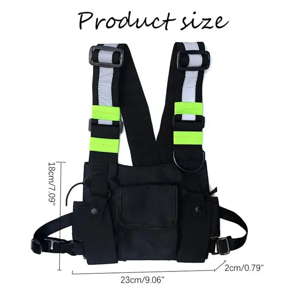Reflective Adjustable Shoulder Strap Vest with Multi Pockets